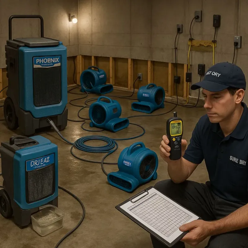Structural Drying and Dehumidification process in Folsom, CA